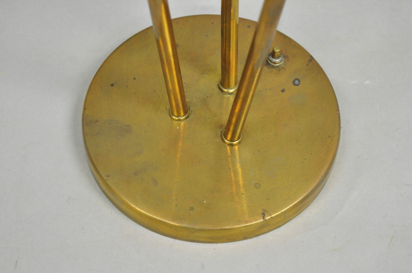 Vintage Mid Century Italian Modern Brass and Glass Sphere Tripod Tall Table Lamp