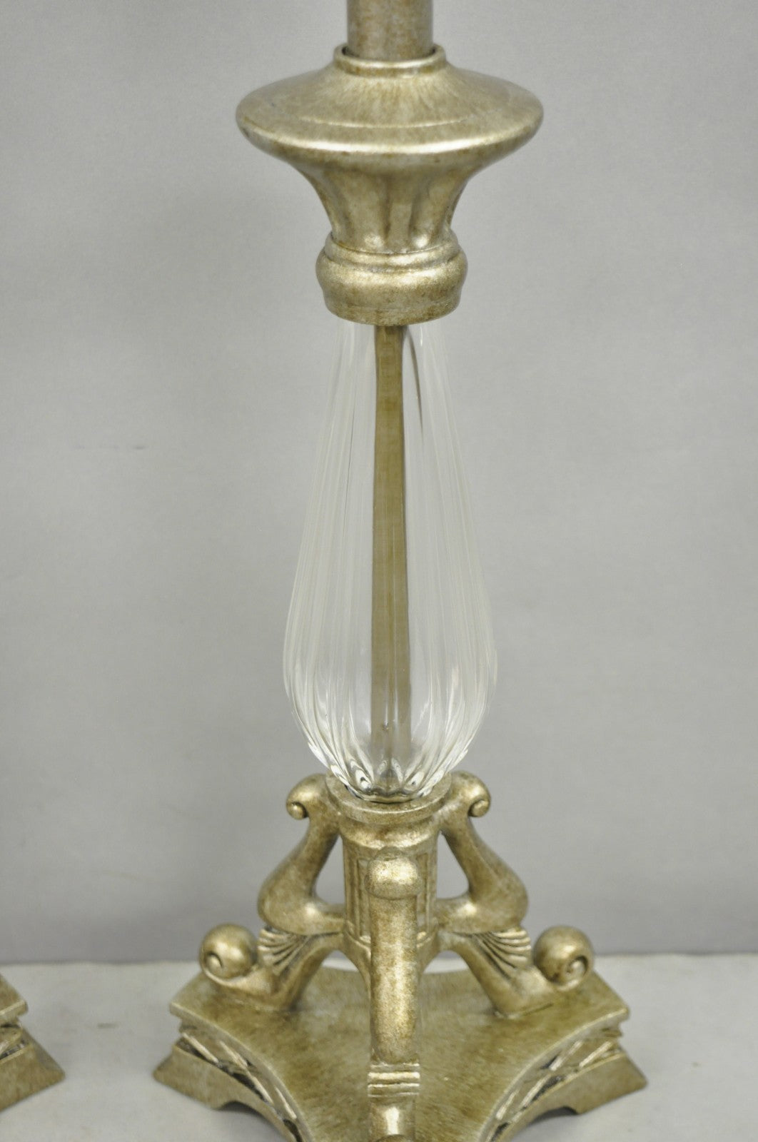Contemporary Tuscan Mediterranean Style Glass and Resin Table Lamps - a Pair