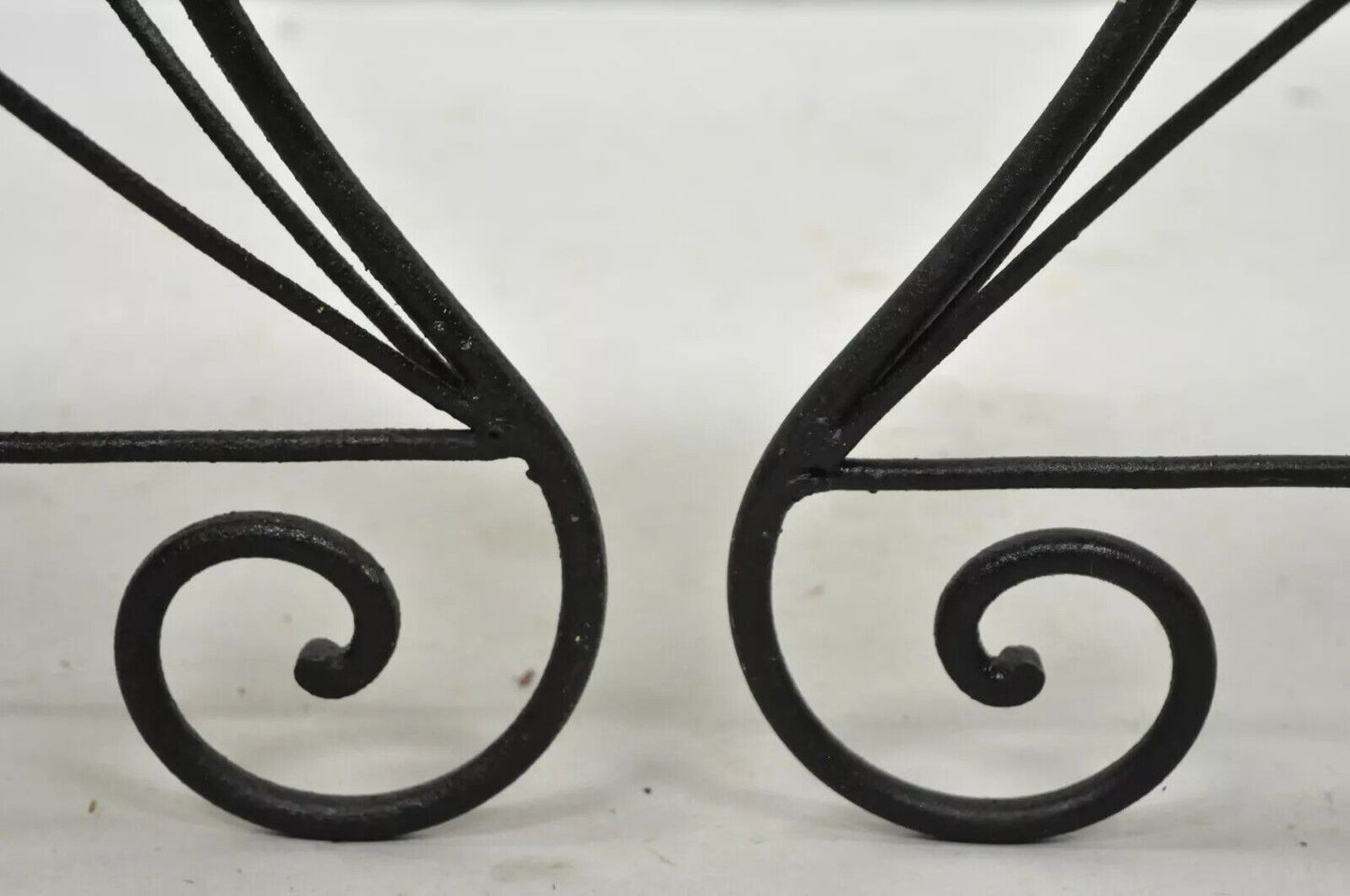 Vintage French Art Nouveau Style Scrolling Wrought Iron Stools - a Pair