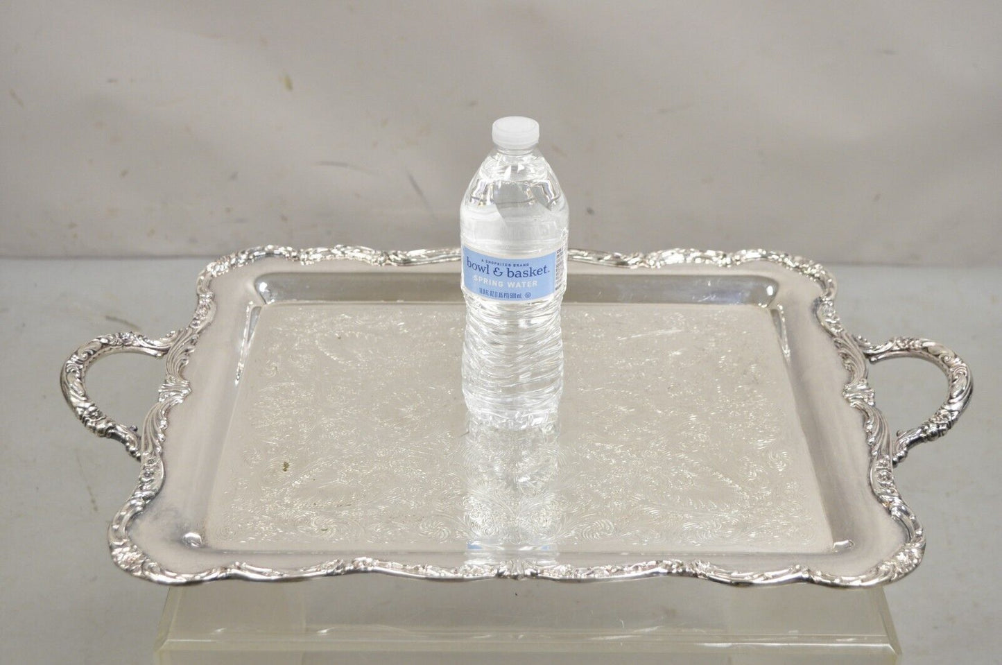 Vintage WM Rogers Silver Plated Victorian Twin Handle Serving Platter Tray