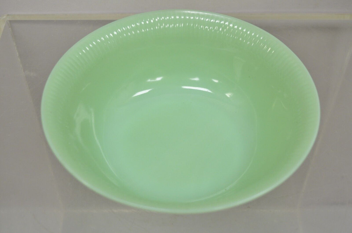 Vtg Fire King Oven Ware Green Jadeite Ribbed Jane Ray 8.25" Serving Bowl - 2 Pcs