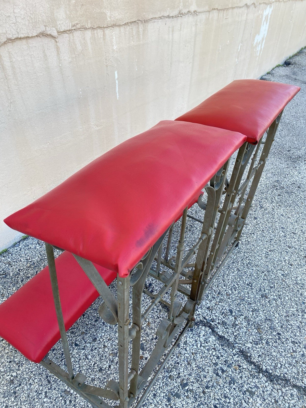 Antique Spanish Gothic Wrought Iron Kneeler Prie Dieu Prayer Benches - a Pair
