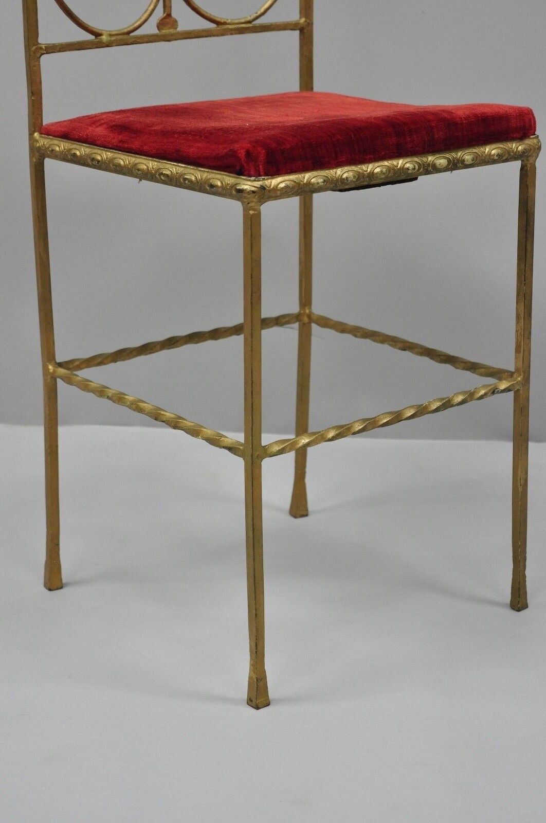 Antique Italian or Spanish Hollywood Regency Gold Iron Gothic Small Side Chair