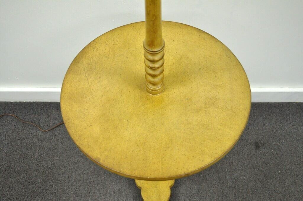 Vintage Biedermeier Style Turn Carved Wood Candlestick Side Table Floor Lamp