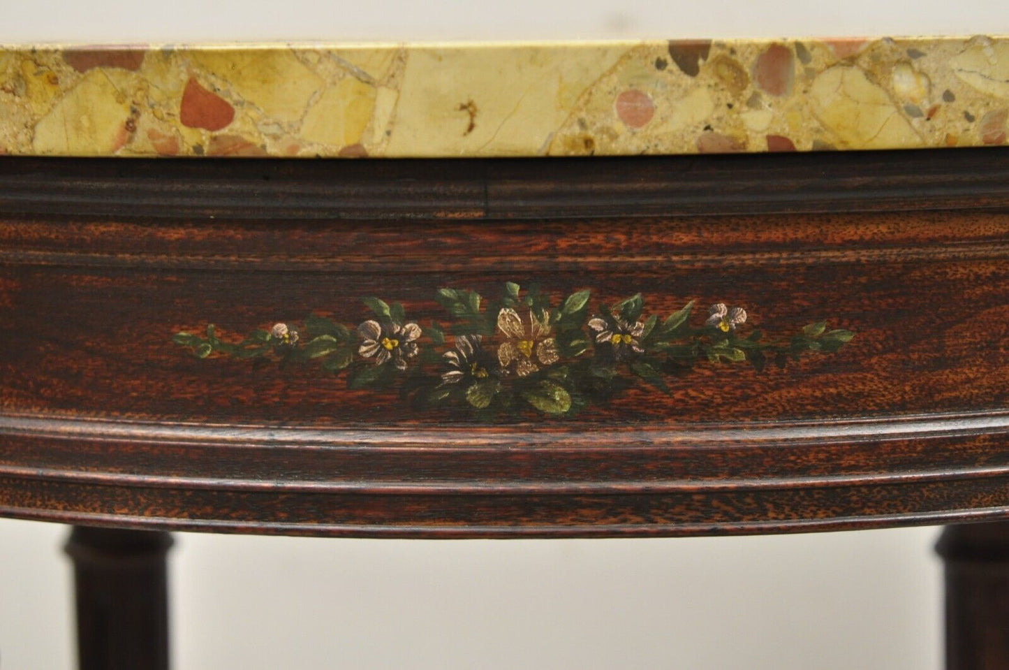 Vintage French Louis XVI Style Victorian Oval Marble Top Accent Side Table