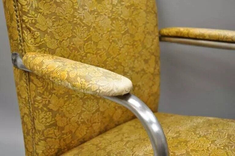 Art Deco Lloyd KEM Weber Style Chrome Steel Springer Lounge Chairs - a Pair