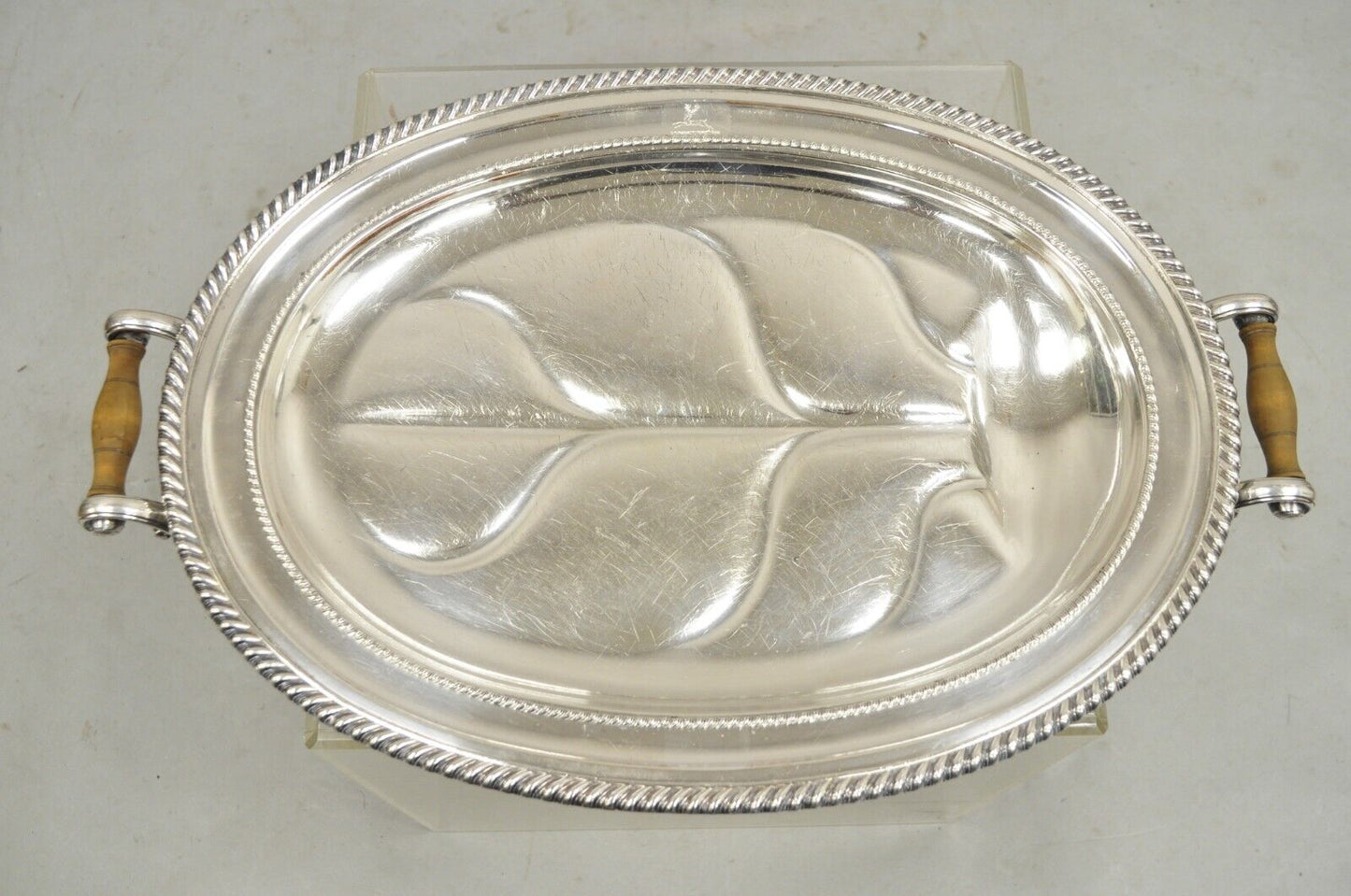 Antique English Victorian Silver Plated Paw Foot Meat Cutlery Chaffing Dish Tray