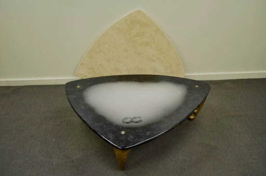 Contemporary Postmodern Faux Marble Top Sculptural Triangular Coffee Table