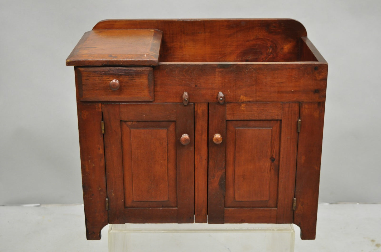 Antique Salesman Sample Primitive Miniature Pine Wood Small Dry Sink Washstand