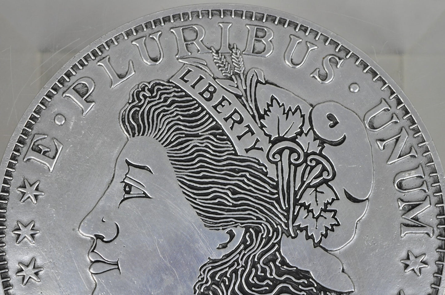 Vintage 1878 Morgan Silver Dollar 12" Pewter Trivet or Wall Hanging Plaque USA