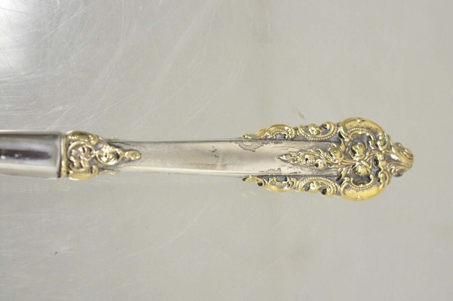 Antique Victorian Style Silver Plated Gold Repousse Ladle Serving Spoon