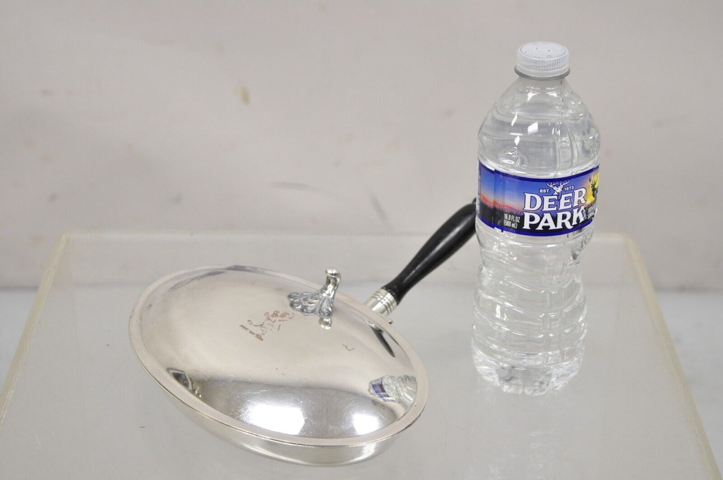 Vintage FB Rogers Silver Plated Silent Butler Crumb Catcher w/ Woodem Handle