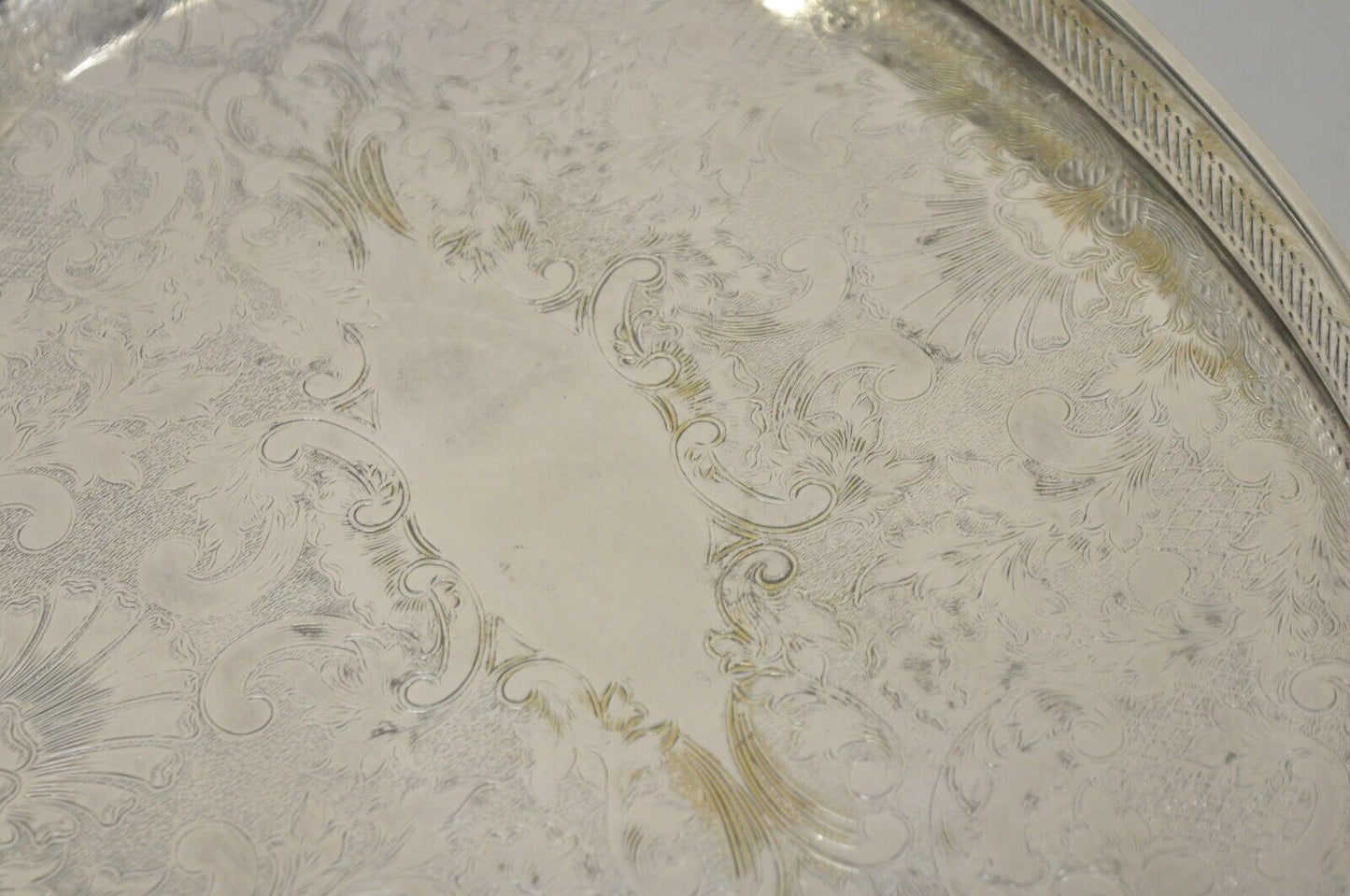 Vintage Sheffield England Victorian Style Oval Platter Tray w/ Raised Gallery
