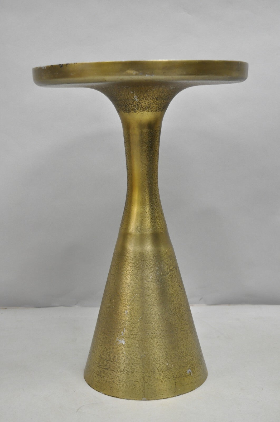 Modern Burnished Cast Metal Gold Sculptural Round Drinks Side Table