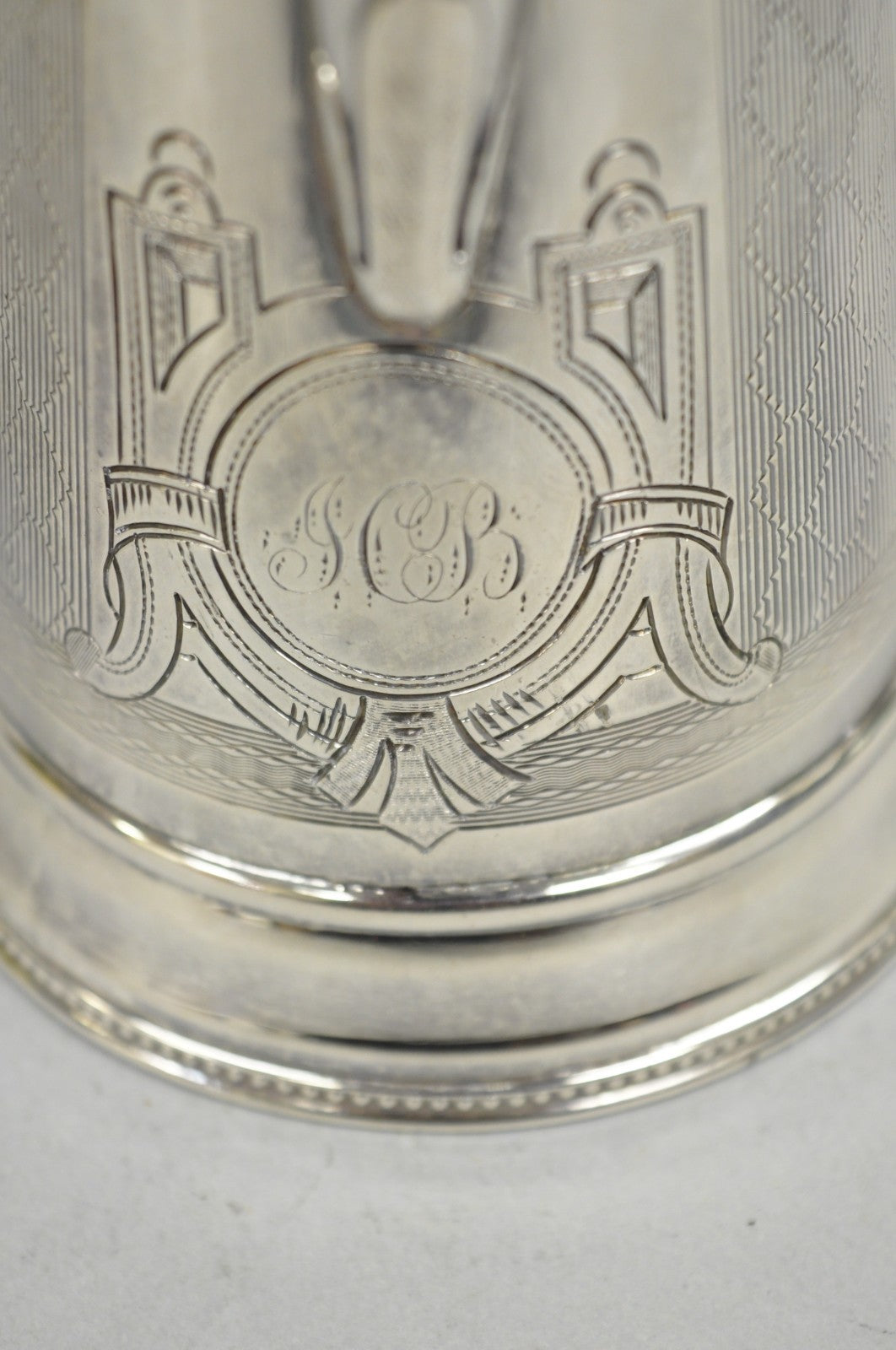 Antique English Victorian Silver Plated Small Coffee Pot Teapot Creamer Monogram