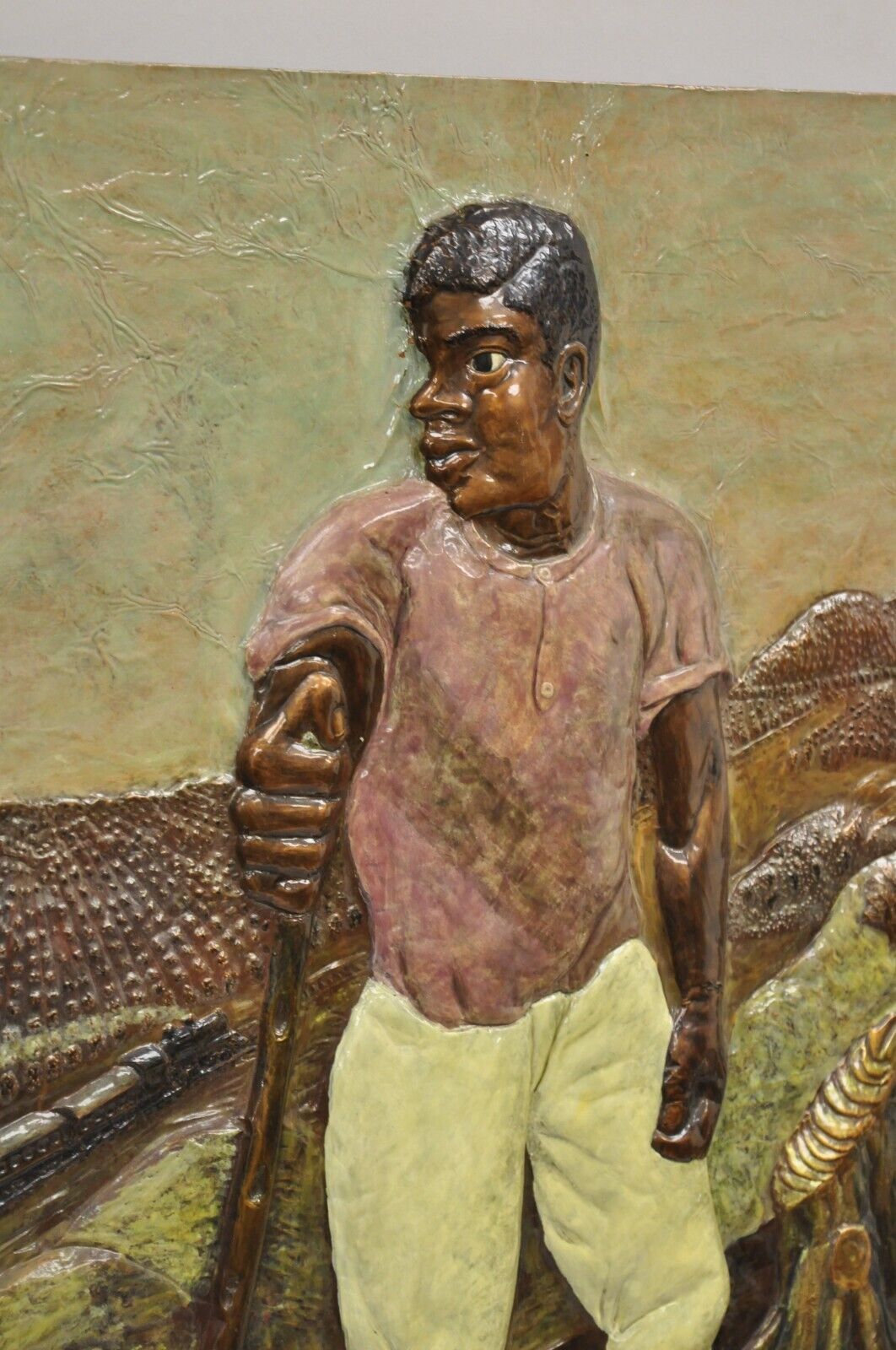 Alma Ibacache 3D Debossed Painted Copper Metal Wall Art Brazilian Lumberjack
