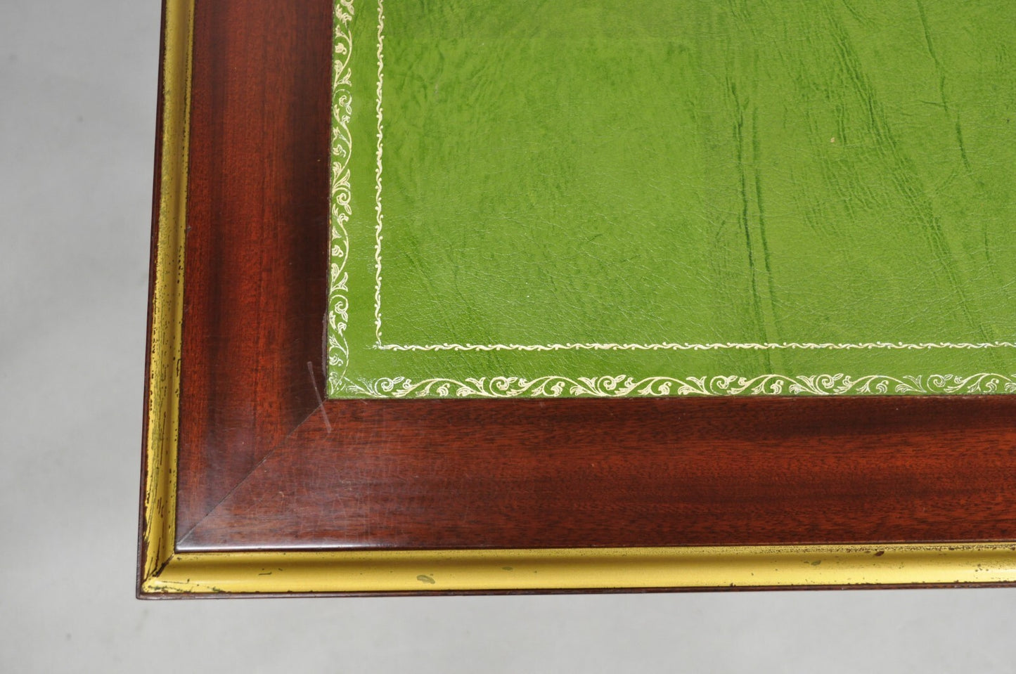 French Empire Revival Green Leather Top Bronze Griffin Mahogany Desk & Chair