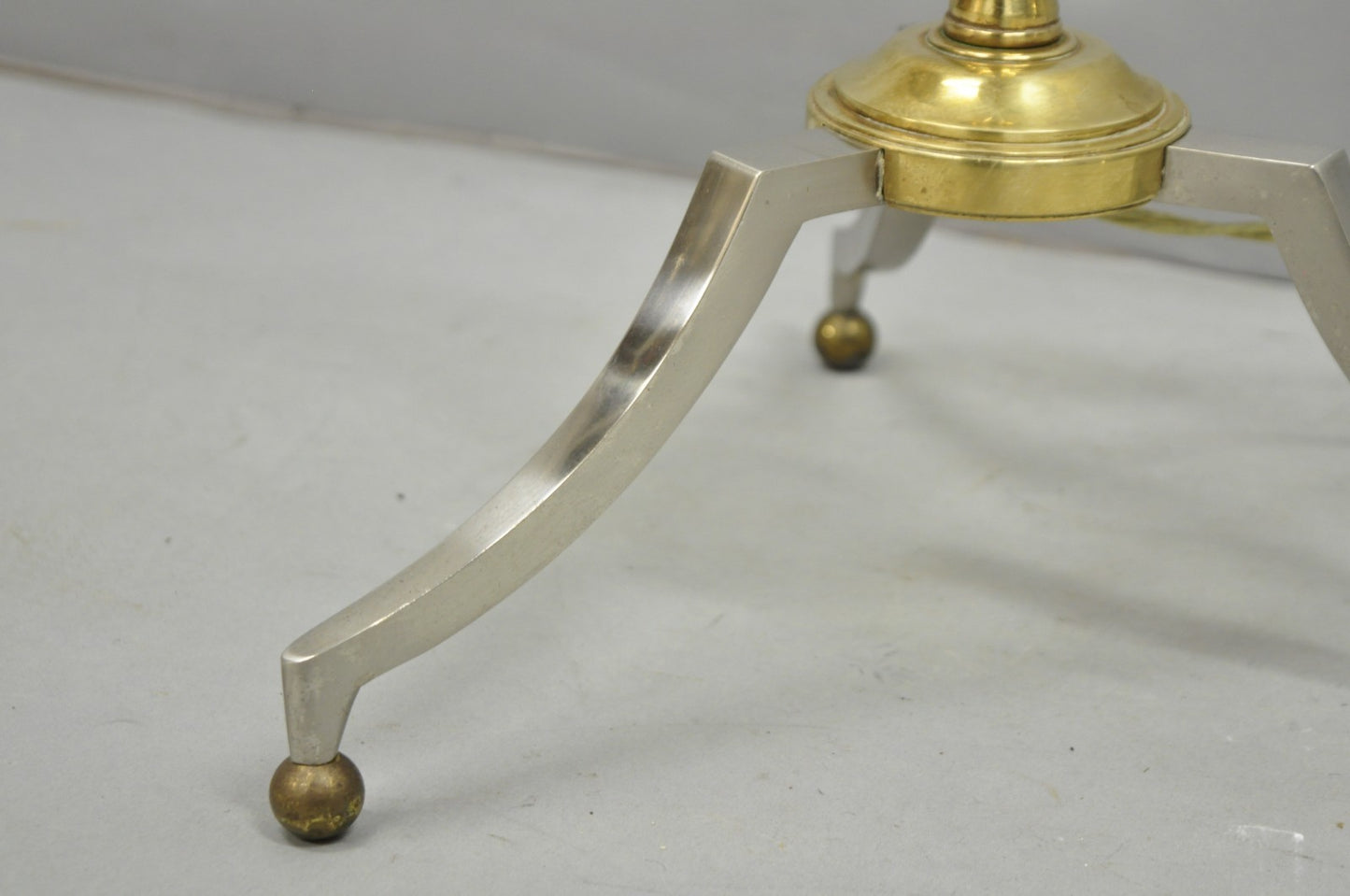 Vintage Maison Jansen Style Neoclassical Steel and Brass Adjustable Floor Lamp