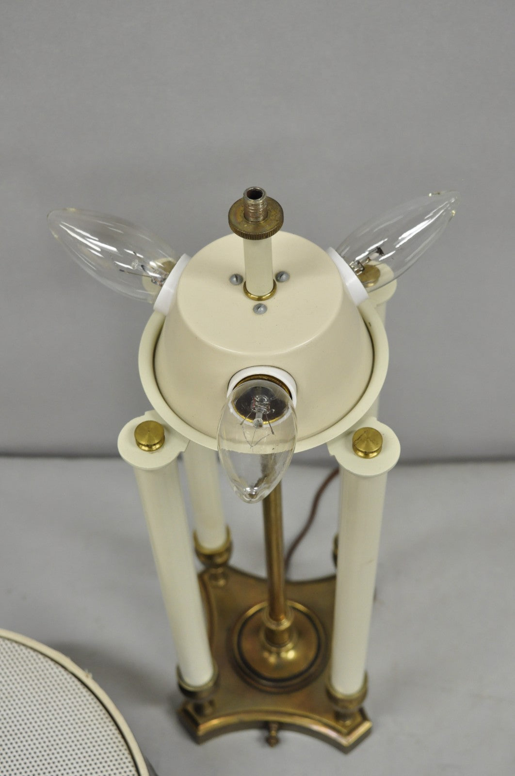 Vintage French Empire Style Brass Candlestick Bouillotte Desk Table Lamp
