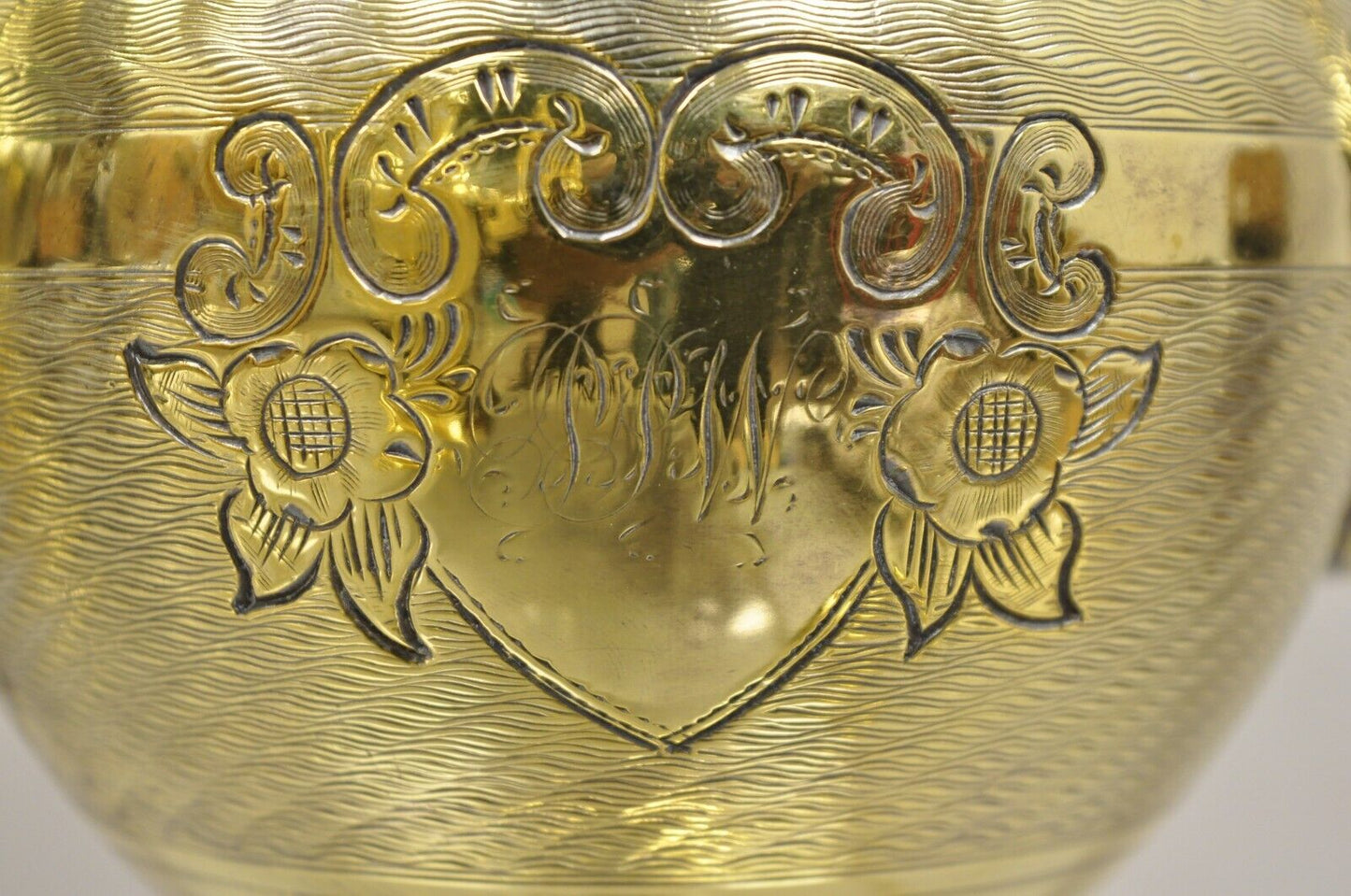 Meriden Victorian Gold Plated Ornate Tea Set w/ "PPW" Monogram - 5 Pc Set