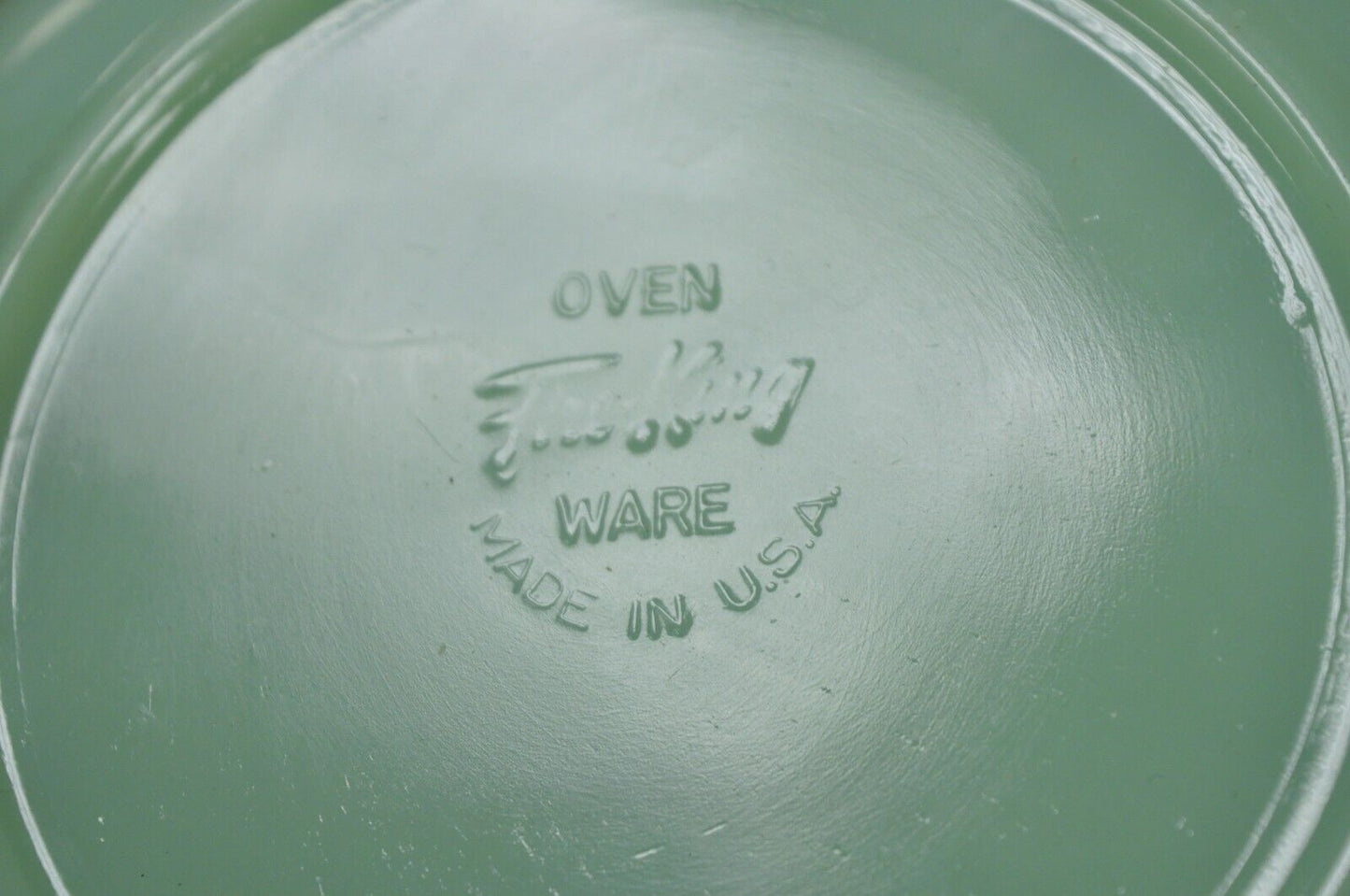 Vtg Fire King Oven Ware Green Jadeite Ribbed Jane Ray 8.25" Serving Bowl - 2 Pcs