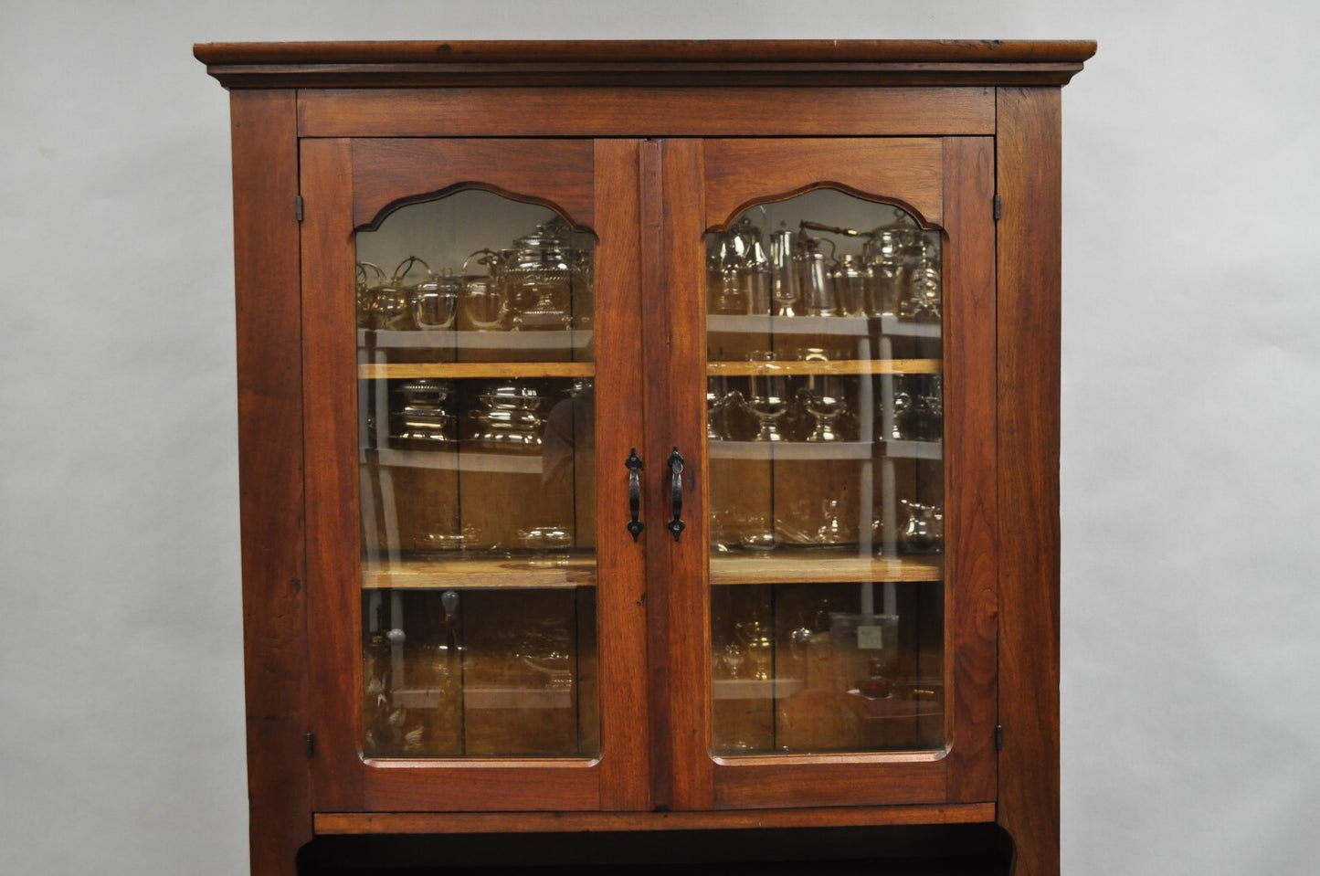 Antique Primitive Country Farmhouse Pine & Cherry Hutch Cupboard China Cabinet