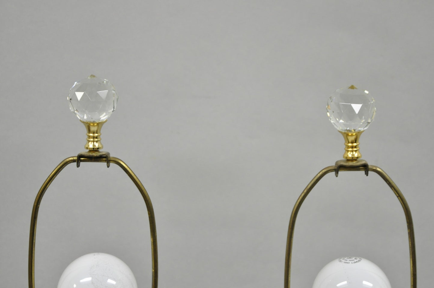 Vintage French Victorian Style Cut Crystal Glass Jardiniere Table Lamps - a Pair