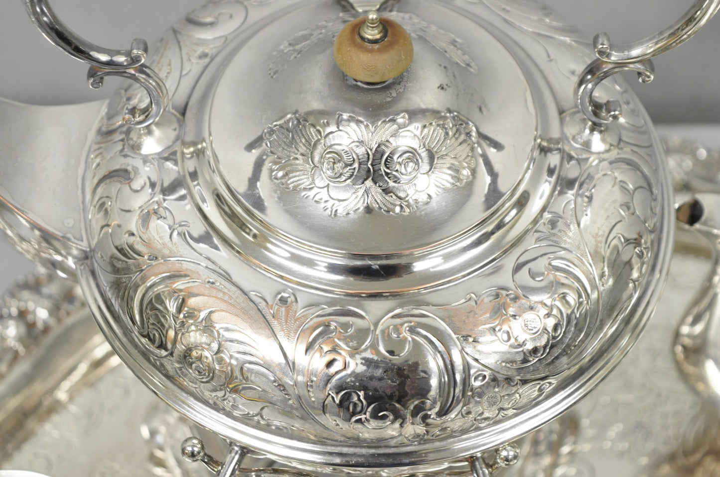 Antique Barker Ellis English Victorian Silver Plated Tea Set w/Tray - 7 Pc Set