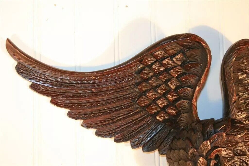 Antique Chippendale Style Mahogany and Giltwood Phoenix Bird Large Wall Mirror