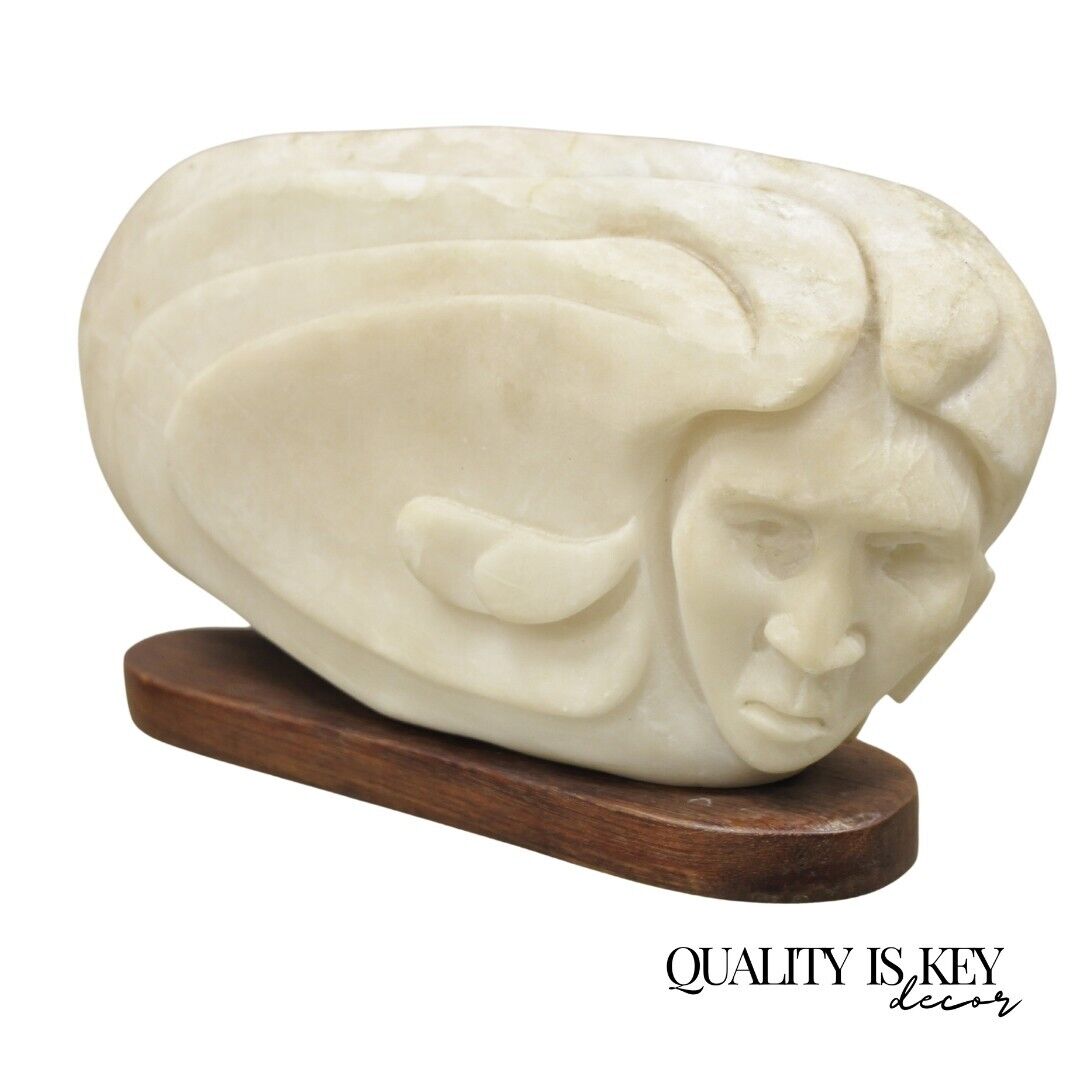 Vintage Bud Miller 1989 Native American Carved Alabaster Double Sided Sculpture