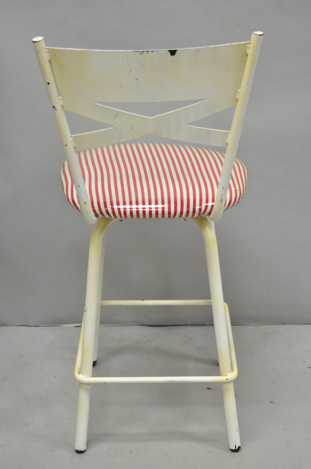 Vintage Modern Metal White Painted Swivel Amisco Counter Bar Stool - Set of 4