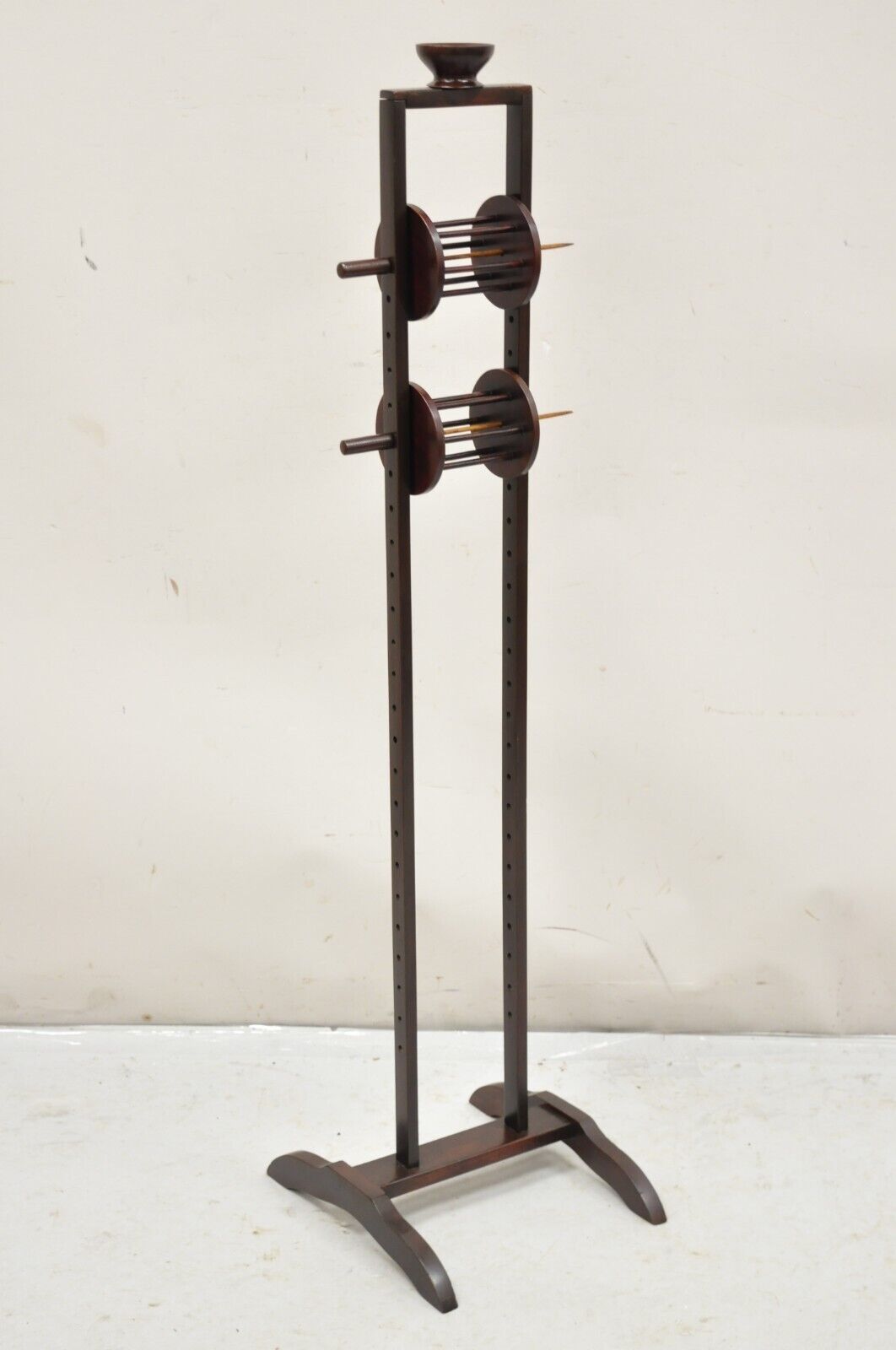 Antique American Primitive Mahogany Handmade Wool Winder Spool Thread Stand