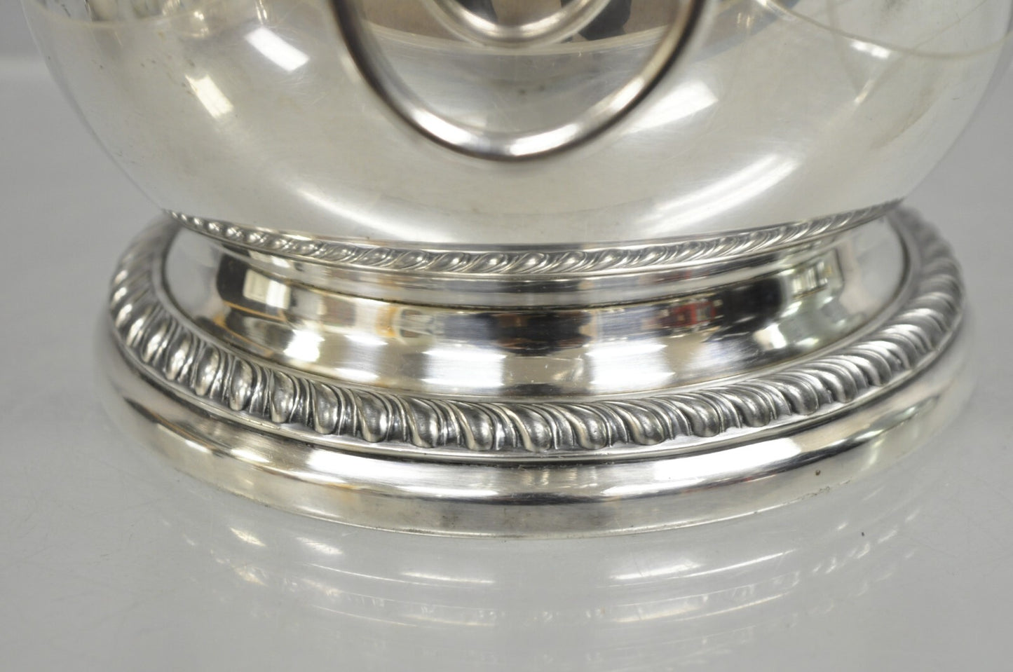 Vintage English Regency Silver Plated Lion Head Lidded Ice Bucket by Poole
