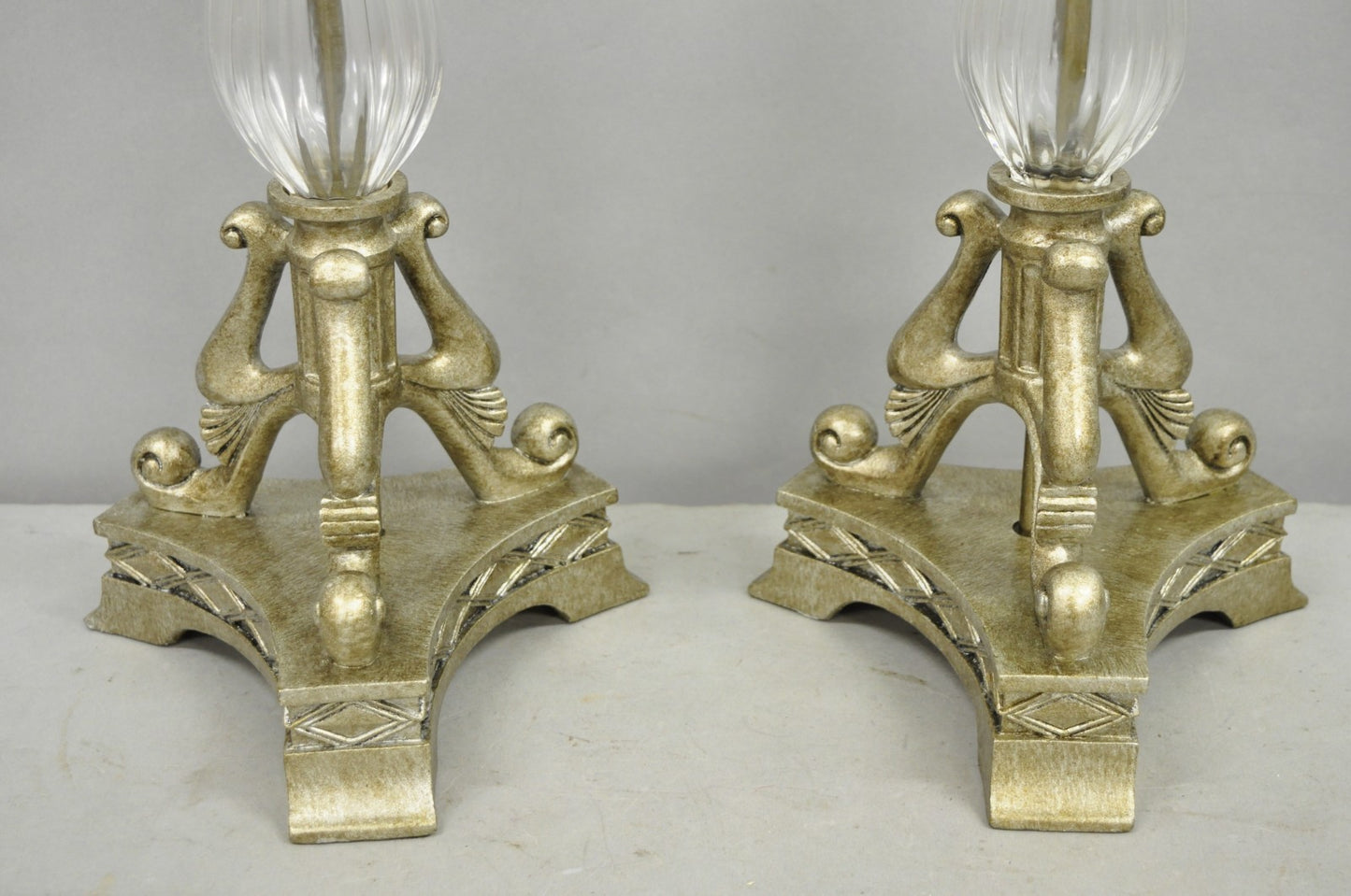 Contemporary Tuscan Mediterranean Style Glass and Resin Table Lamps - a Pair