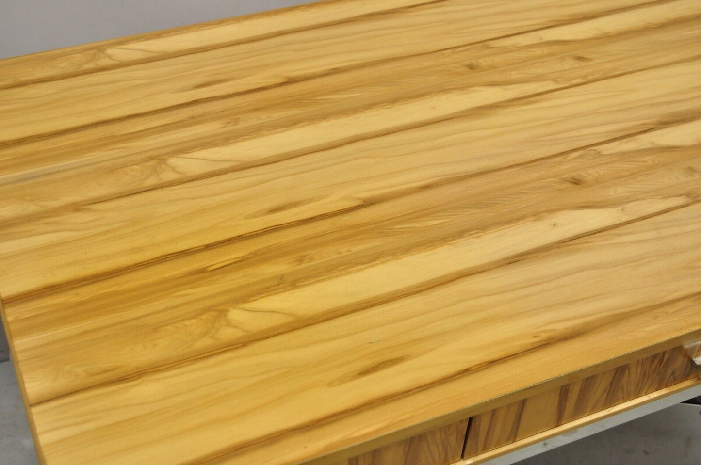 Century Furniture Modern Chrome and Zebra Wood Metal Base Desk Table 849-761