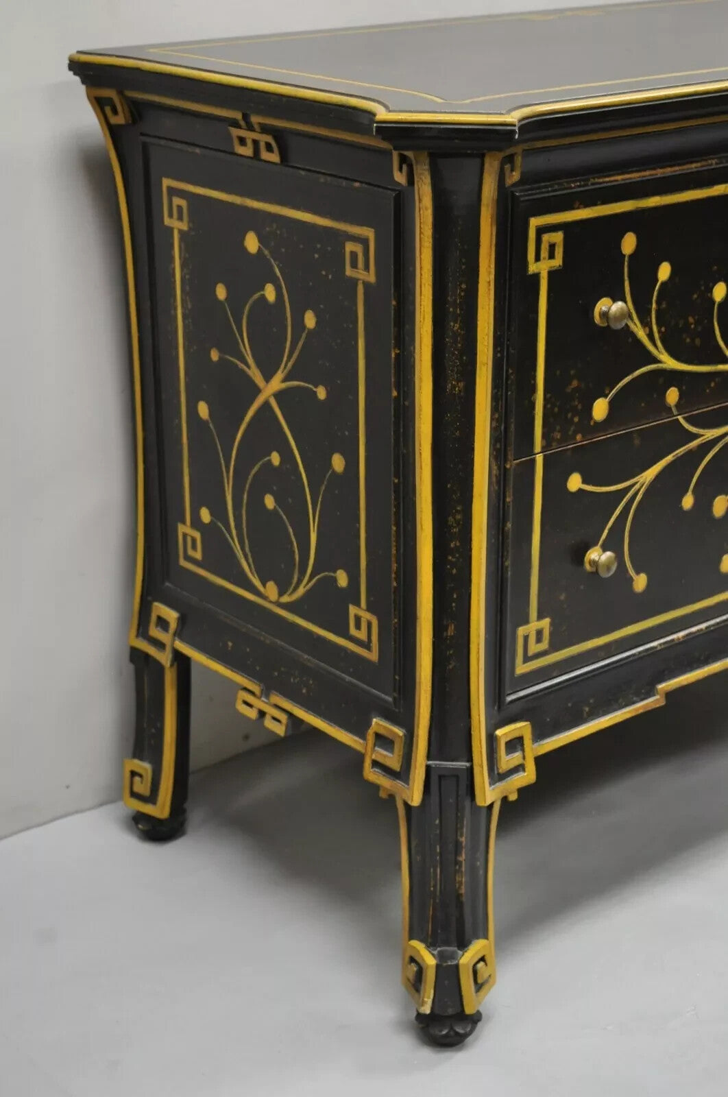 Regency Style Black Ebonized 2 Drawer Commode Dresser Chest by Decorative Crafts