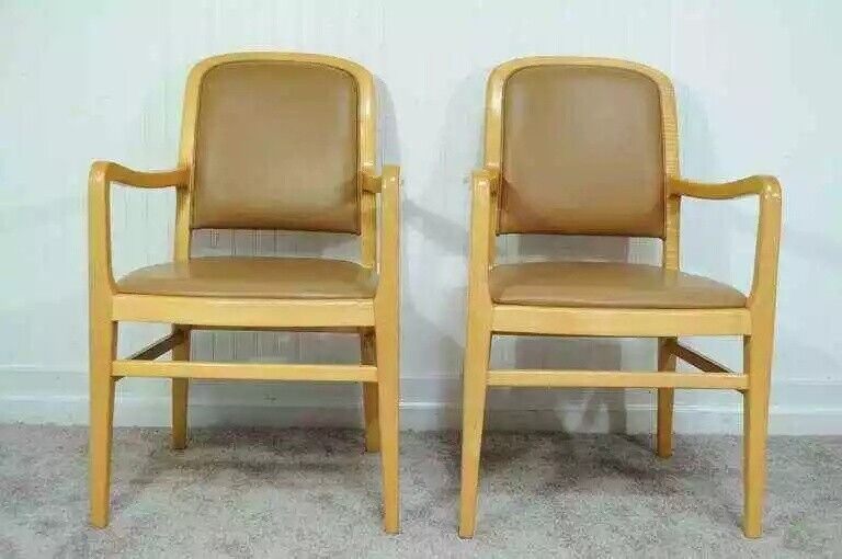 Jack Lenor Larsen Mid-Century Modern Maple and Leather Dining Chairs - Set of 8