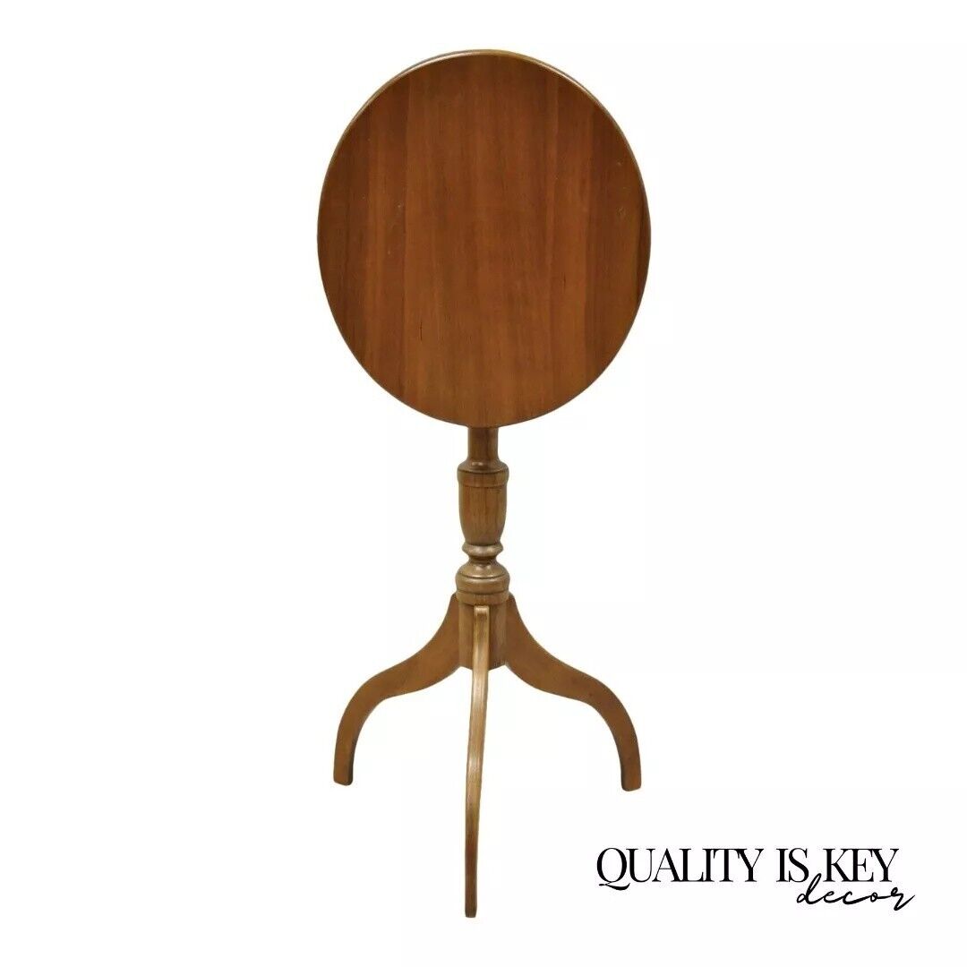 Sheraton Federal Style Solid Cherry Wood Oval Tilt Top Tea Table by Norm Baylis