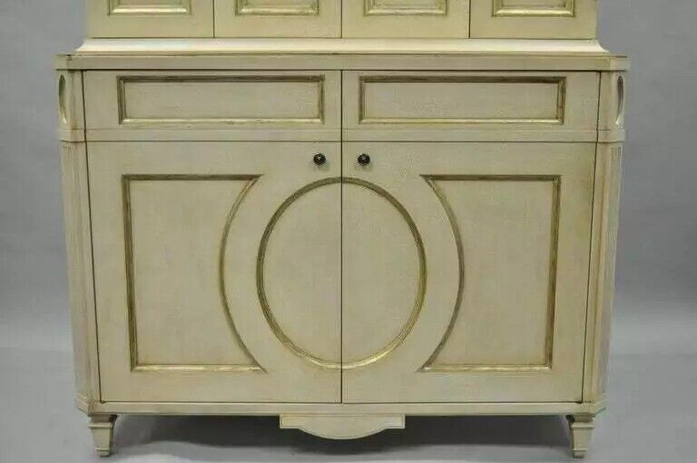 Decca French Neoclassical Louis XVI Style Cream & Gold Bar Cabinet Buffet (B)
