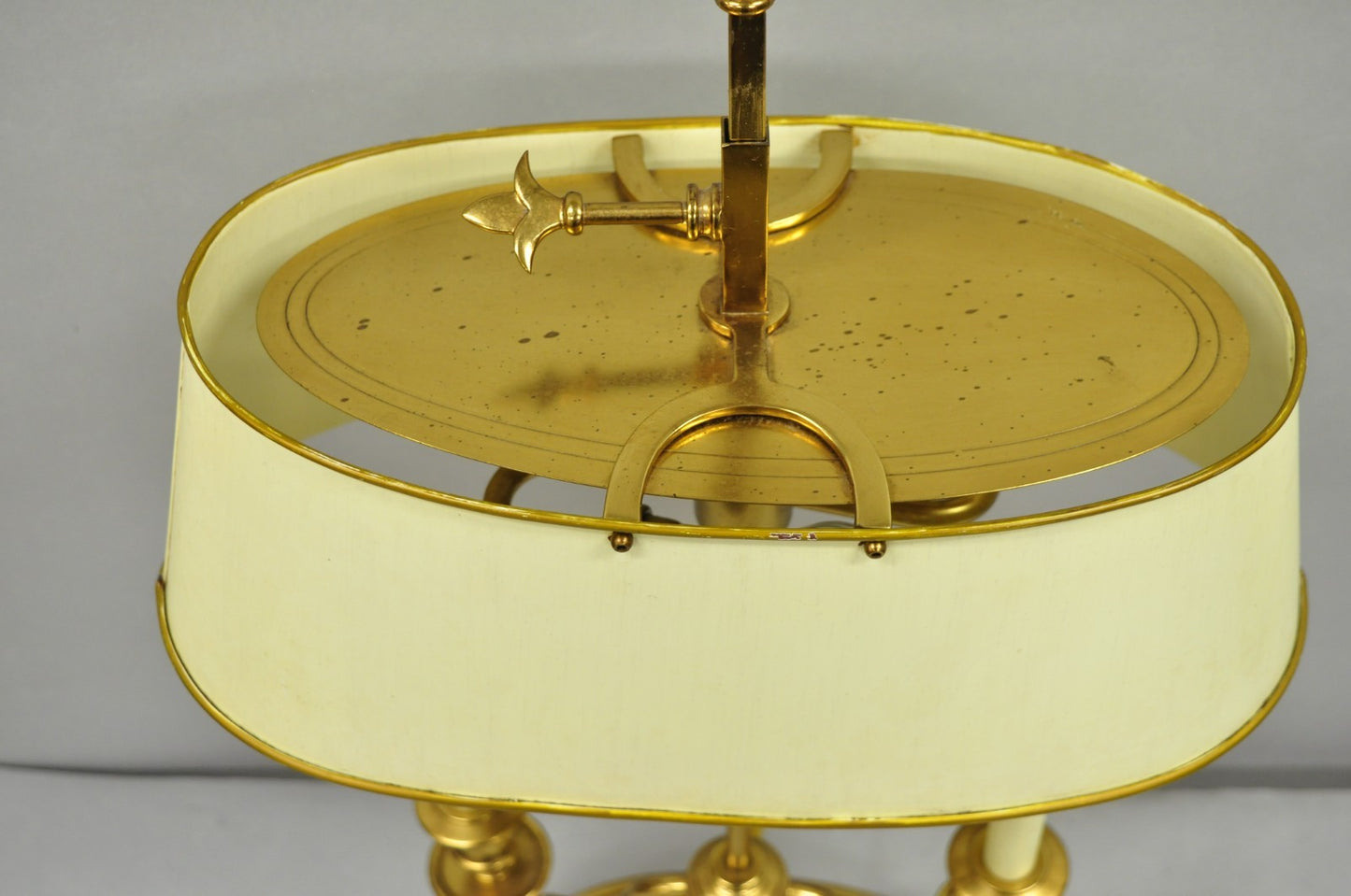 Vintage French Empire Brass Tole Metal Candlestick Bouillotte Desk Table Lamp
