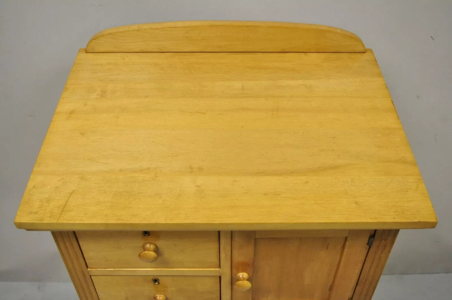 Antique Colonial Maple Wood Tall Lingerie Chest Washstand Bedroom Dresser