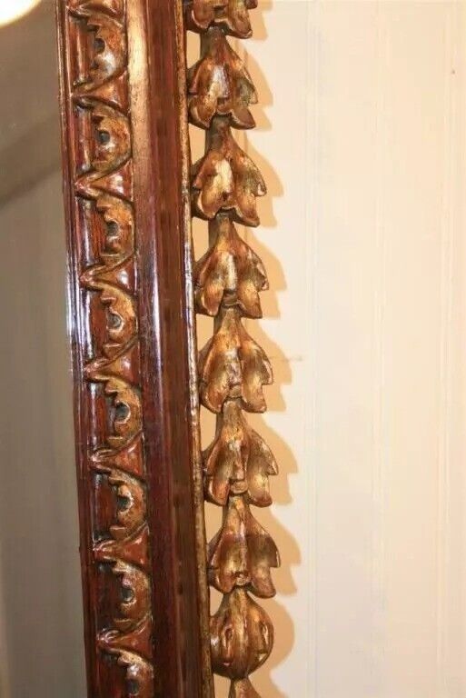 Antique Chippendale Style Mahogany and Giltwood Phoenix Bird Large Wall Mirror