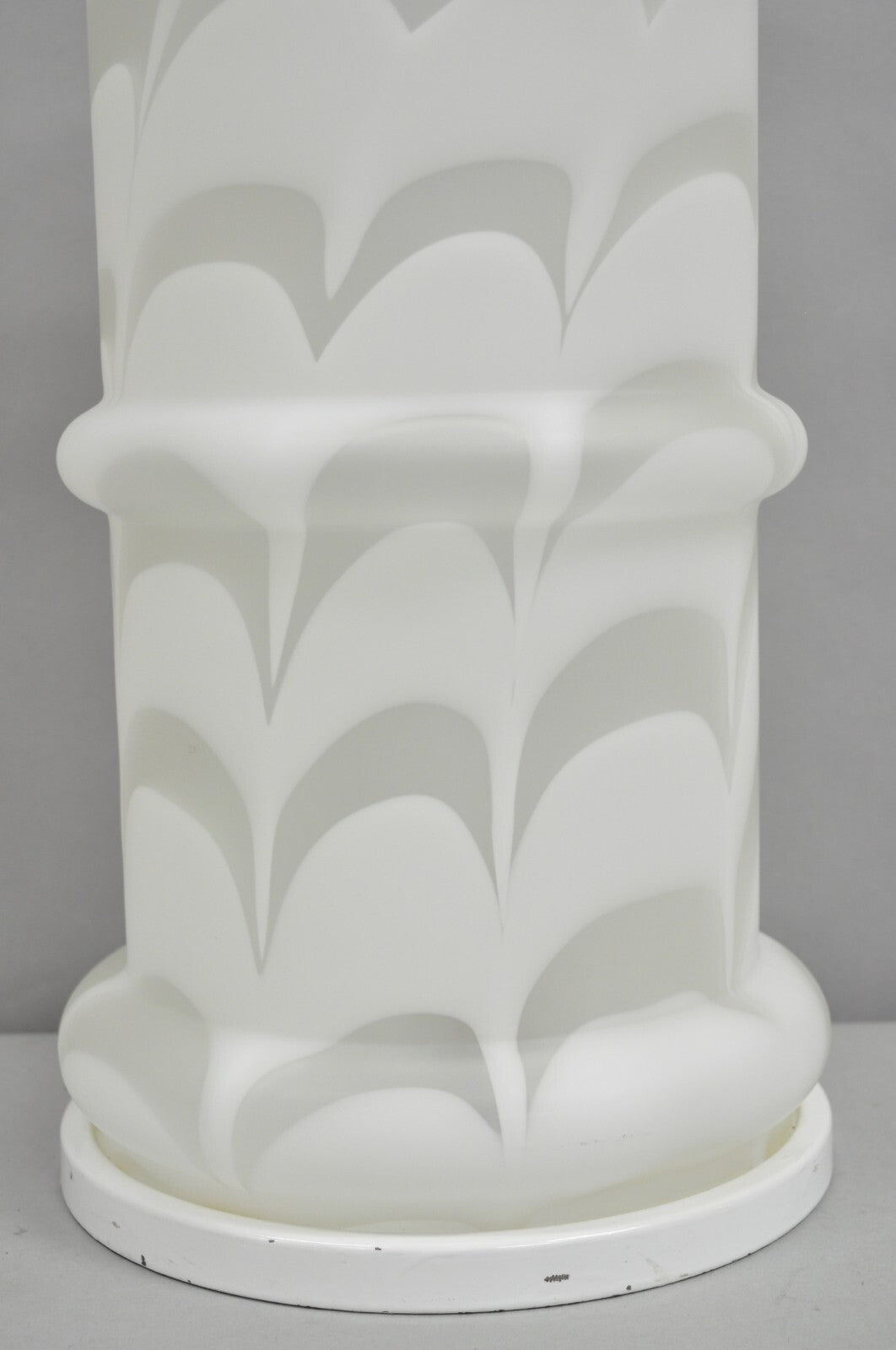 Vintage Murano Mazzega Style White Frosted Swirl Glass Large Table Lamp