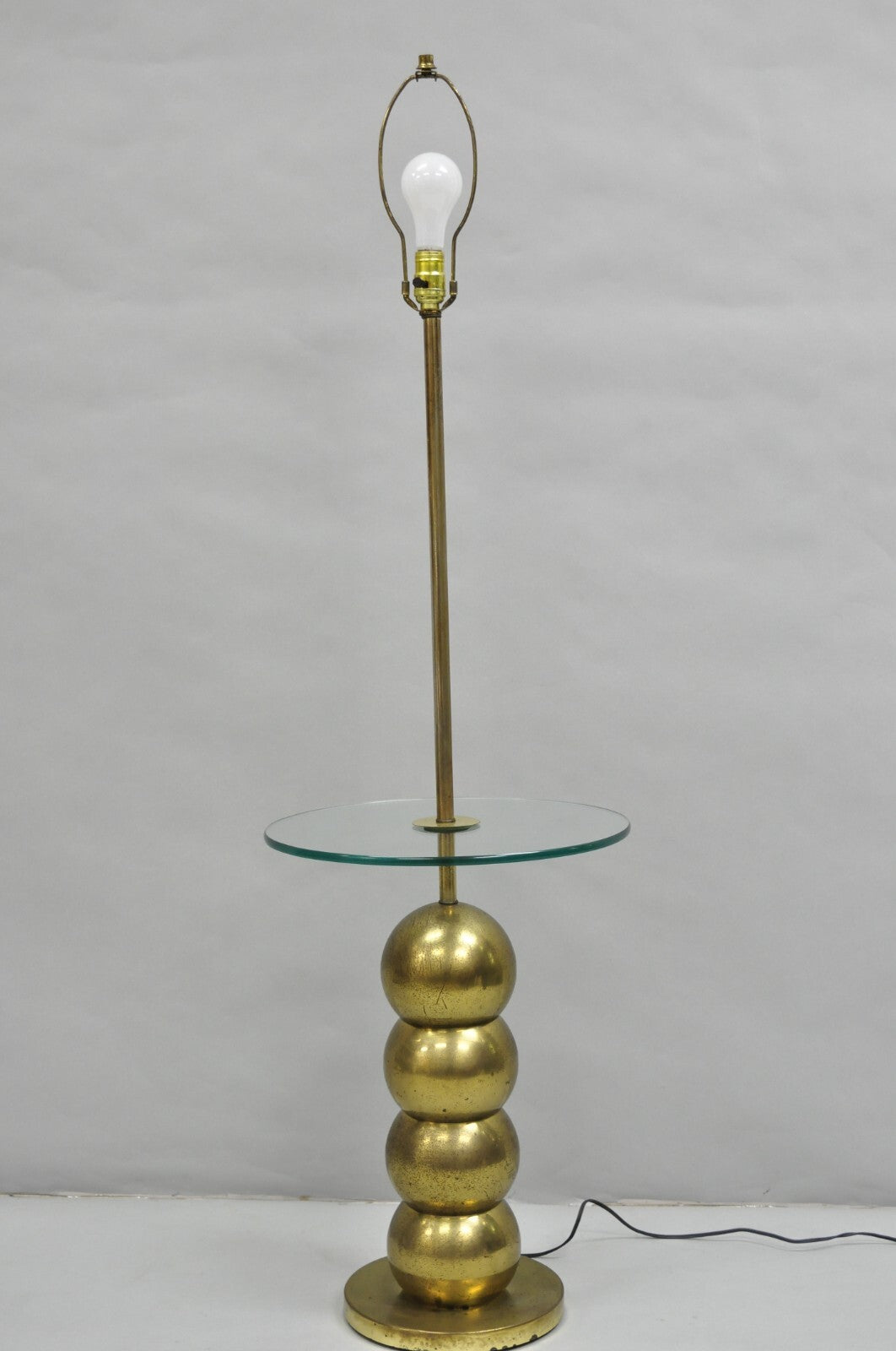 Vintage Mid Century Modern George Kovacs Stack Brass Ball Side Table Floor Lamp