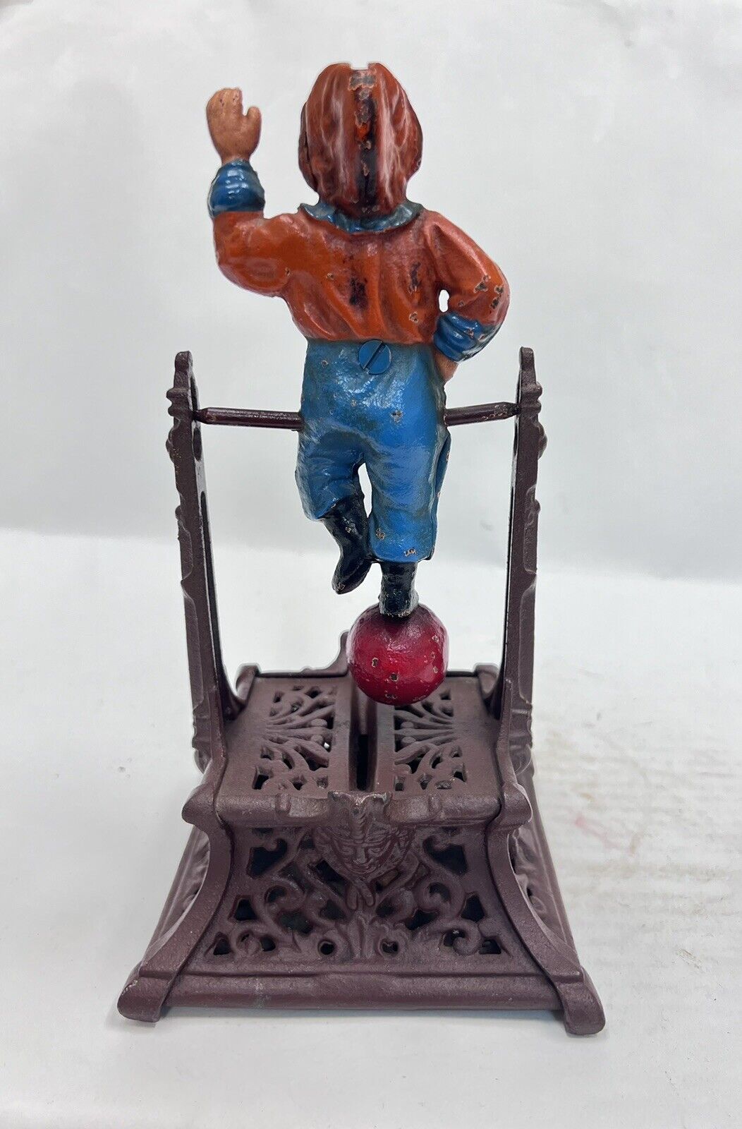 Vintage Cast Iron Still Bank Boy On Trapeze Book Of Knowledge Mechanical Bank