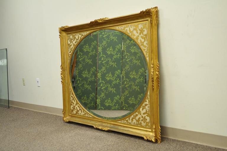 Vintage Italian Regency Gold Gilt Carved Wood Florentine Rectangular Wall Mirror