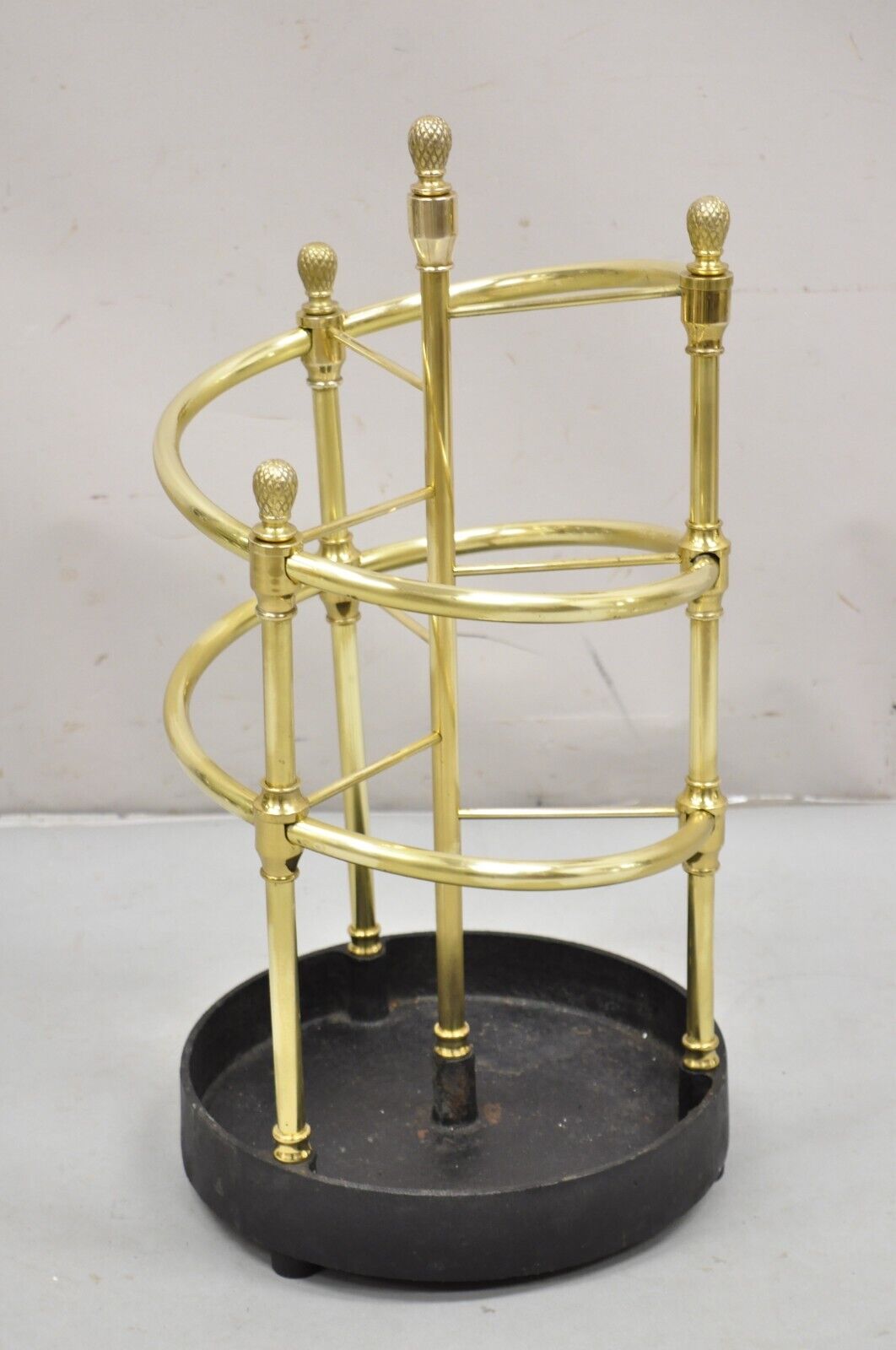 Sarreid LTD Victorian Style Polished Brass & Cast Iron Spiral Umbrella Stand