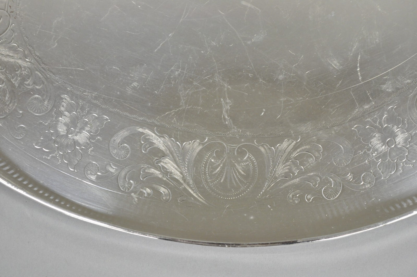 Antique English Sheffield Edwardian Silver Plated Oval 16" Bar Tray w/ Gallery