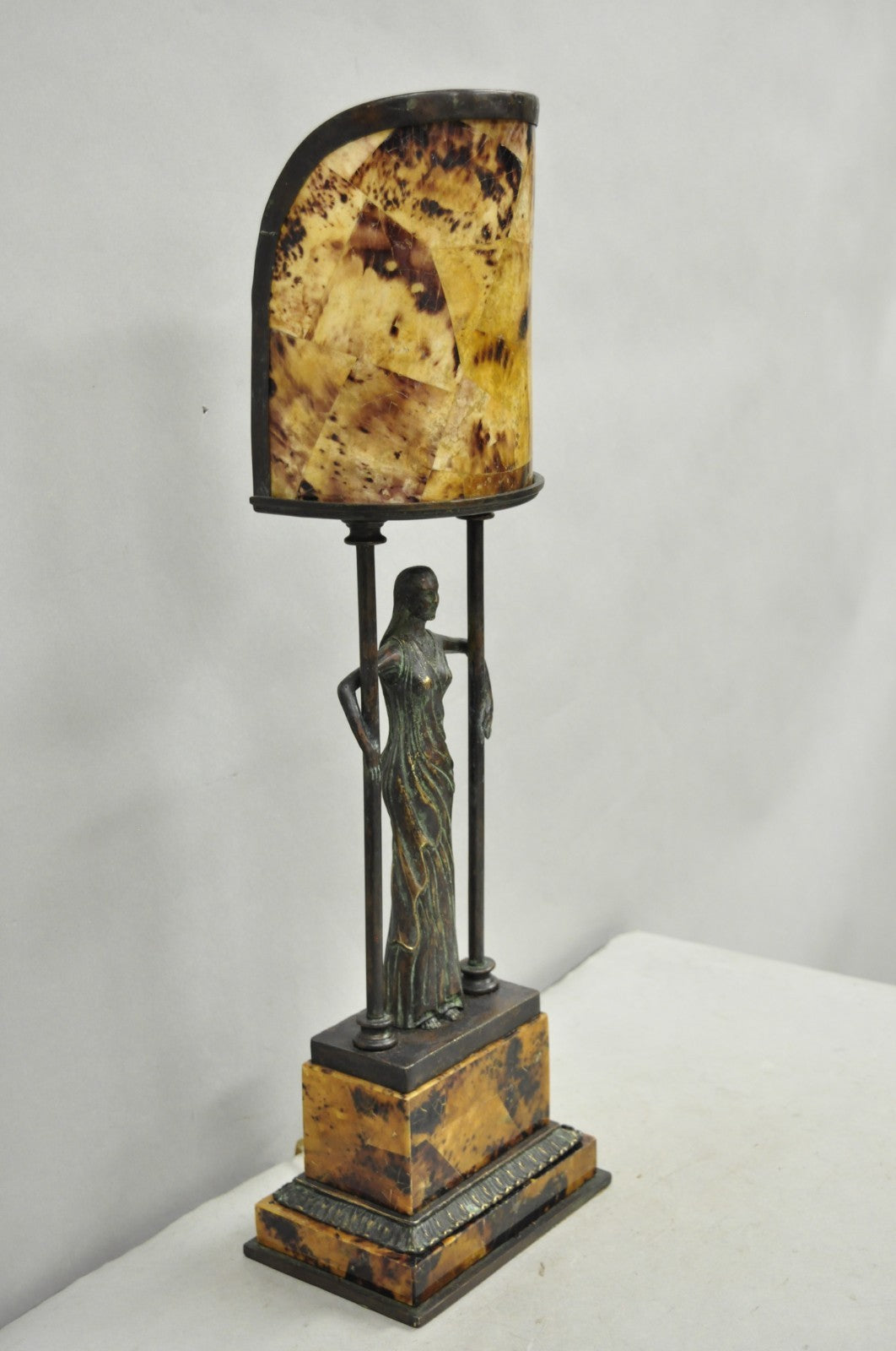 Vintage Maitland Smith Art Deco Art Nouveau Bronze Lady Figural Table Lamp
