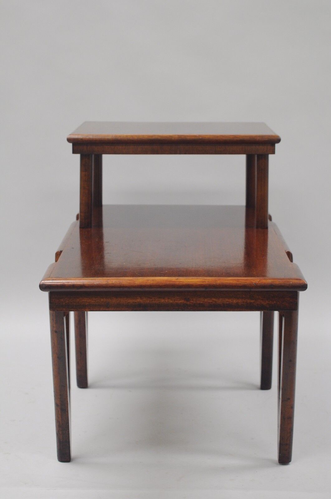 Mid Century Modern V-Leg T.H. Robsjohn Gibbings Style Mahogany Step Side Table